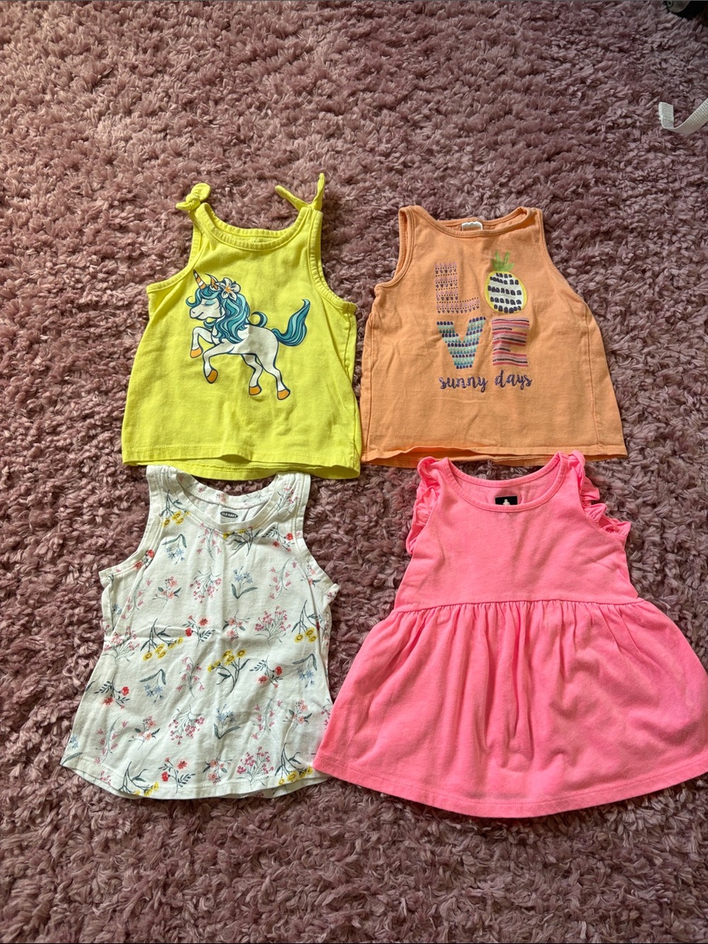 2T Toddler Girl Kids Sleeveless Tank Tops Pack - 4pcs